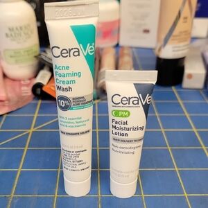 CeraVe Skincare Duo: Acne Wash 10ml & Moisturizer 5ml Set of 2 Tubes